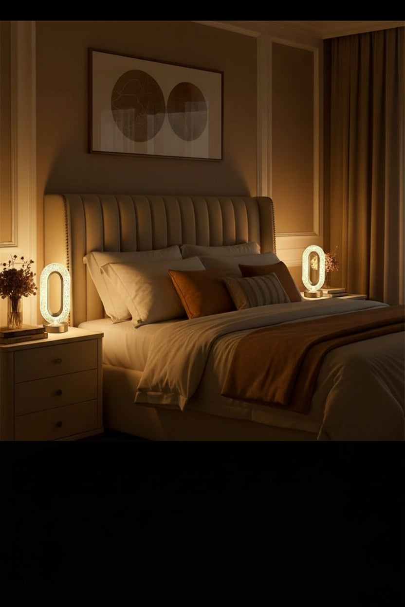 Paire de Lampes de Table LED en Cristal Acrylique – Design Ovale Luxe